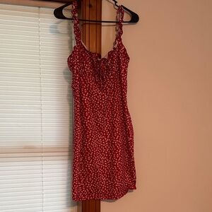 SHEIN Red and White Floral Mini Dress